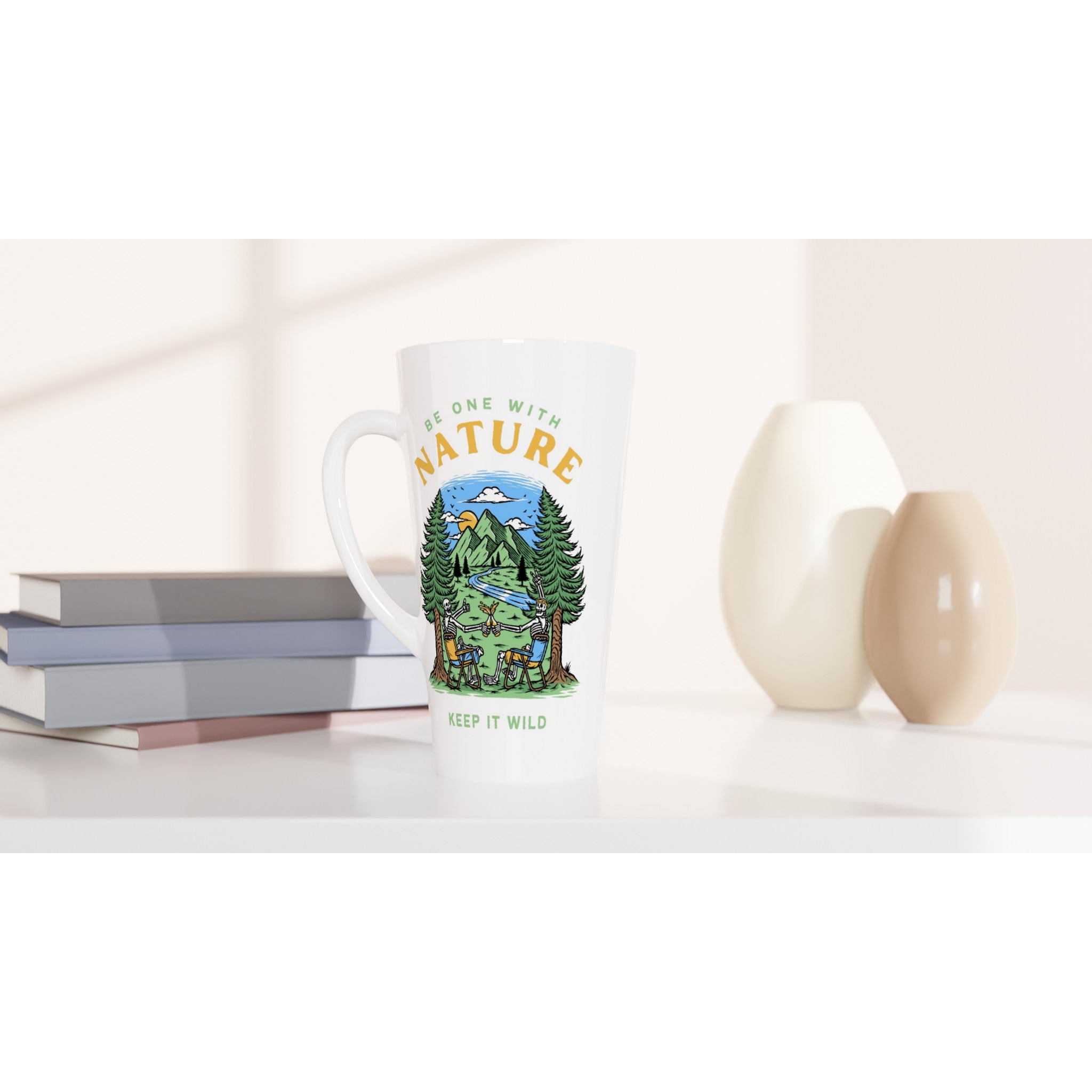 Be One With Nature, Skeleton - White Latte 17oz Ceramic Mug Latte Mug Environment Globally Fulfilled