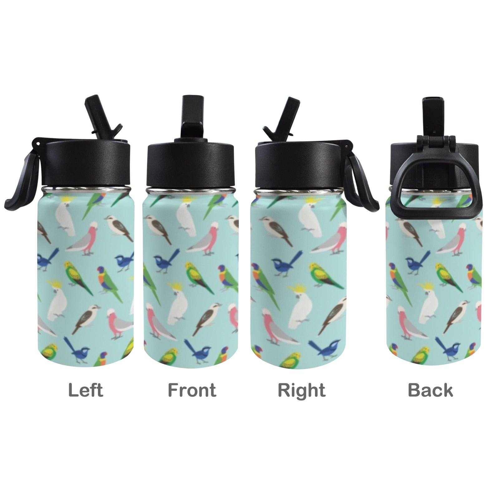 Australian Birds 12oz Kids Water Bottle with Straw Lid