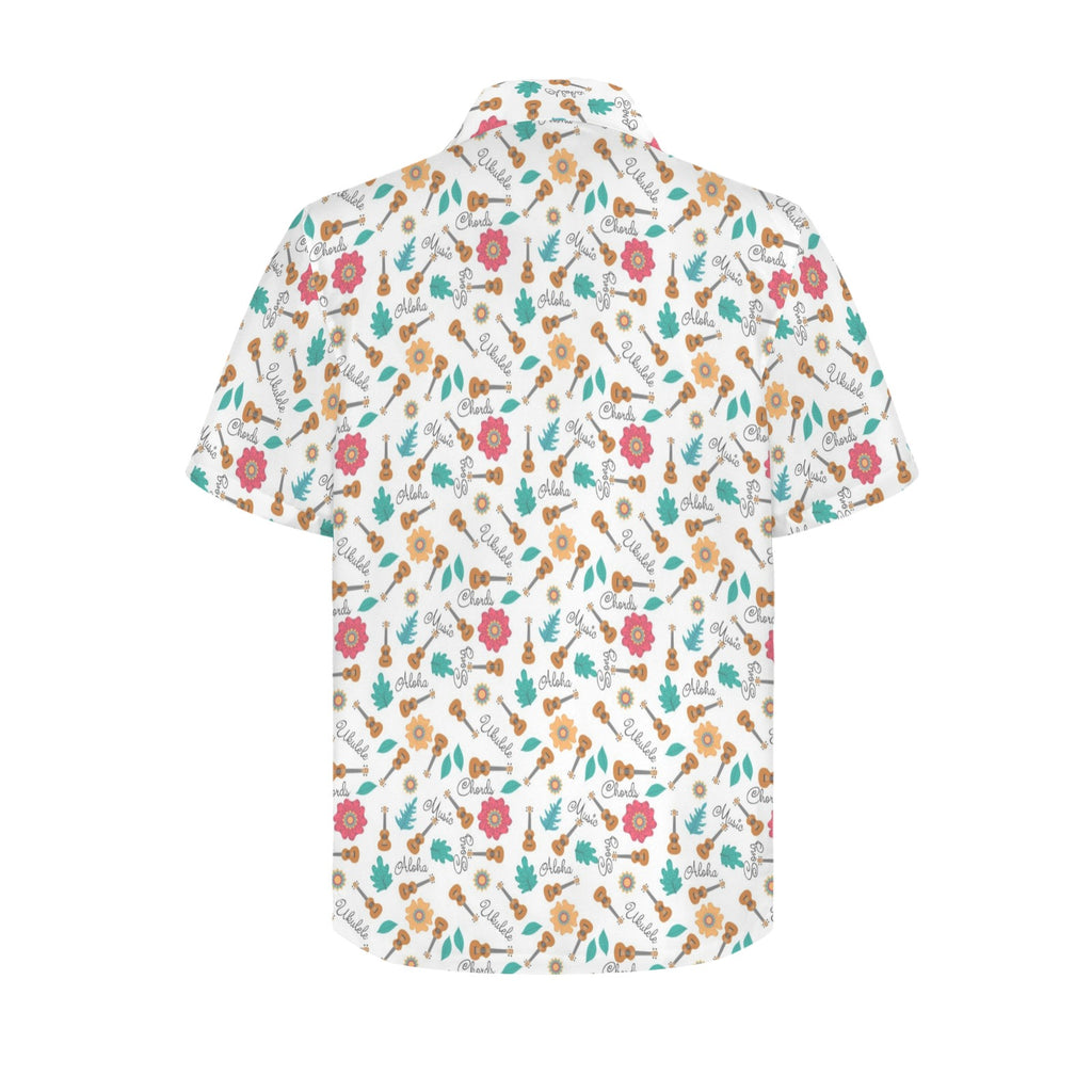 Ukulele Men's Short Sleeve Hawaiian Shirt Men's Hawaiian Shirt (New) Music Printed Offshore