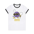 Music Moves Me Women's AS Colour Ringer Tee White Black Womens Ringer T-shirt Music Printed In Australia