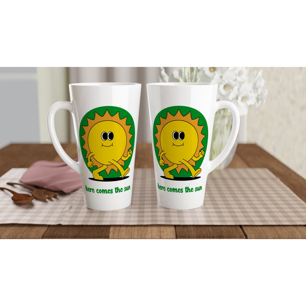 Here Comes The Sun - White Latte 17oz Ceramic Mug Latte Mug Globally Fulfilled Summer