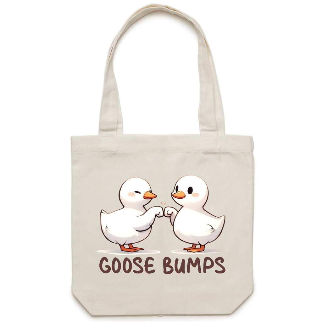 Goose Bumps - Canvas Tote Bag Cream One Size Tote Bag animal Printed In Australia