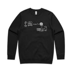 Cat String Theory Physics AS Colour Stencil Crew Sweatshirt Black Sweatshirt animal Printed In Australia Science