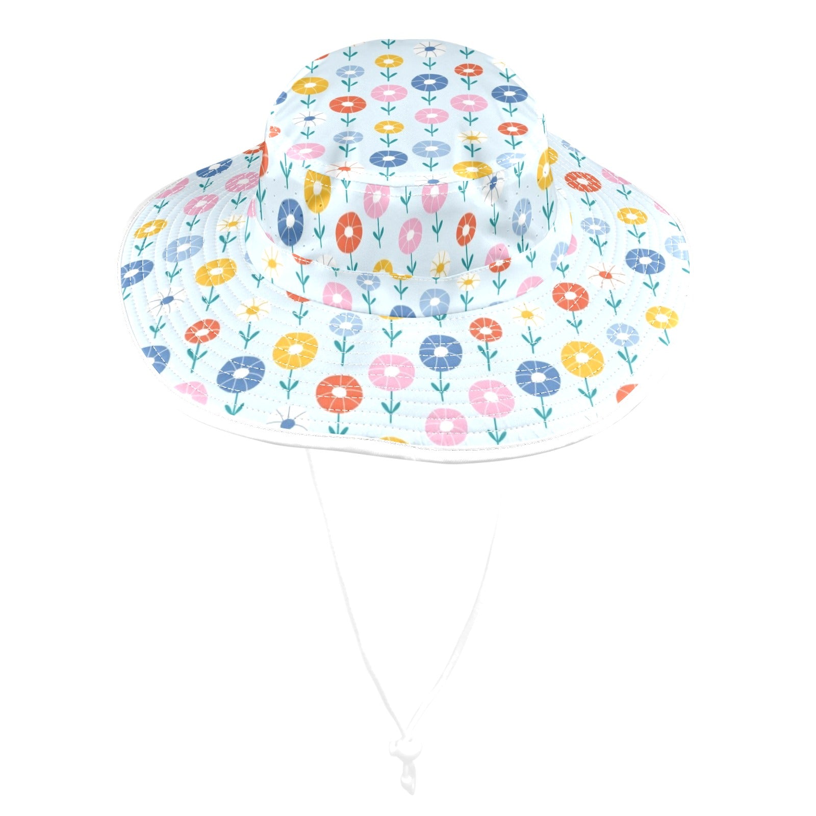 Abstract Cute Flowers Wide Brim Bucket Hat Wide Brim Bucket Hat Plants Printed Offshore
