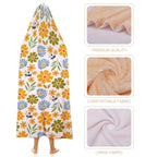 Boho Flowers Kids Hooded Blanket 100cm x 130cm Kids Hooded Blanket Plants Printed Offshore