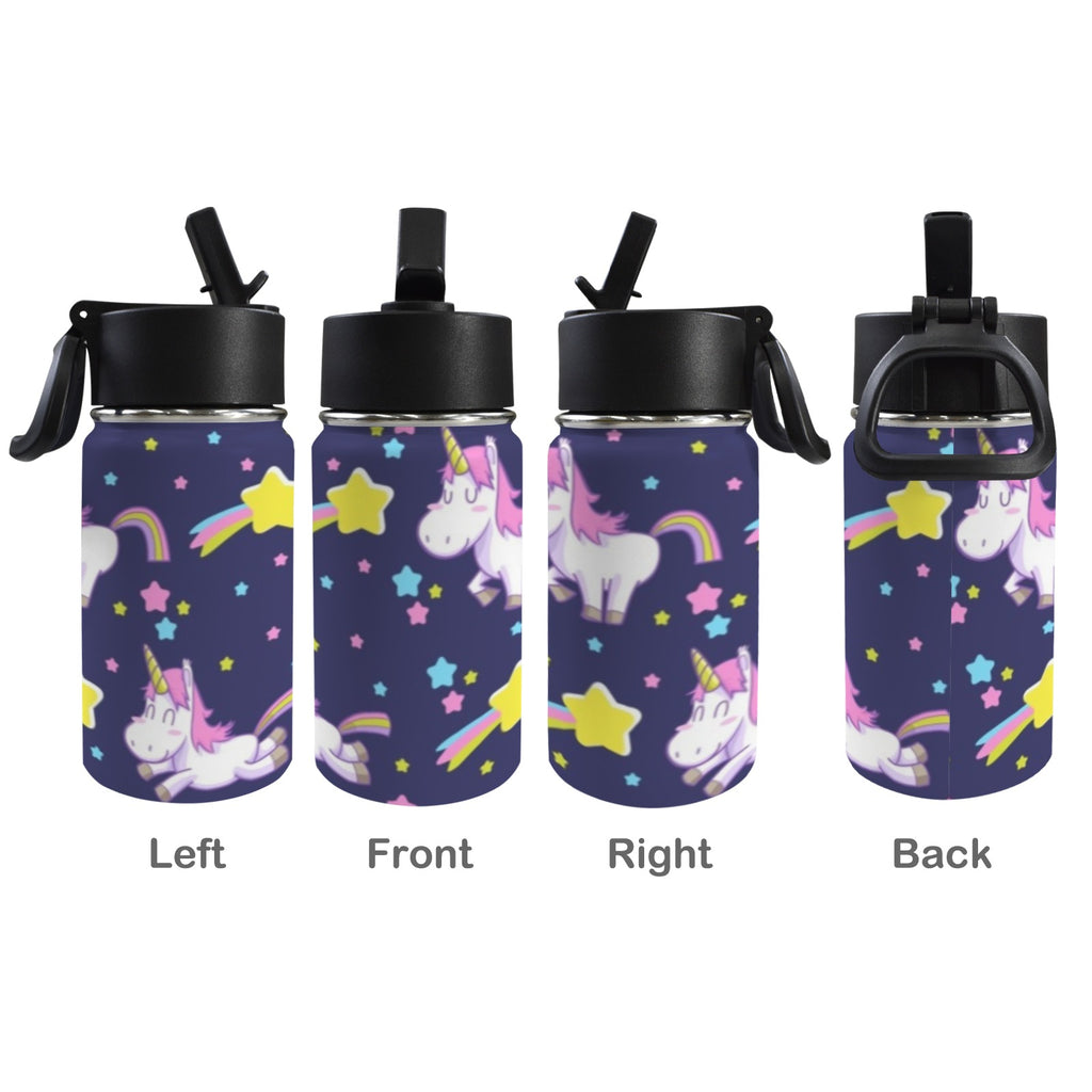Rainbow Unicorn 12oz Kids Water Bottle with Straw Lid