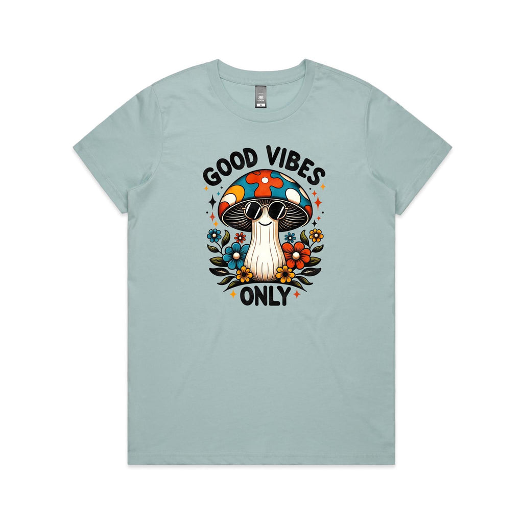 Good Vibes Only, Hippie Mushroom With Sunglasses - Womens T-shirt