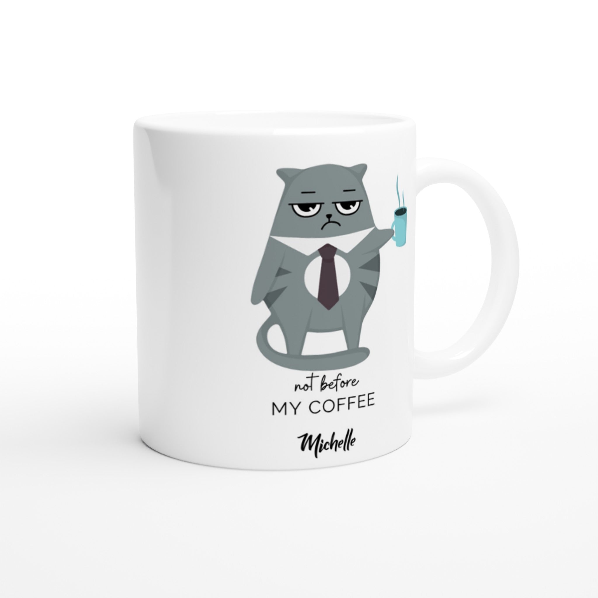 Personalise - Not Before My Coffee - White 11oz Ceramic Mug Personalised 11oz Mug animal Coffee customise Globally Fulfilled personalise