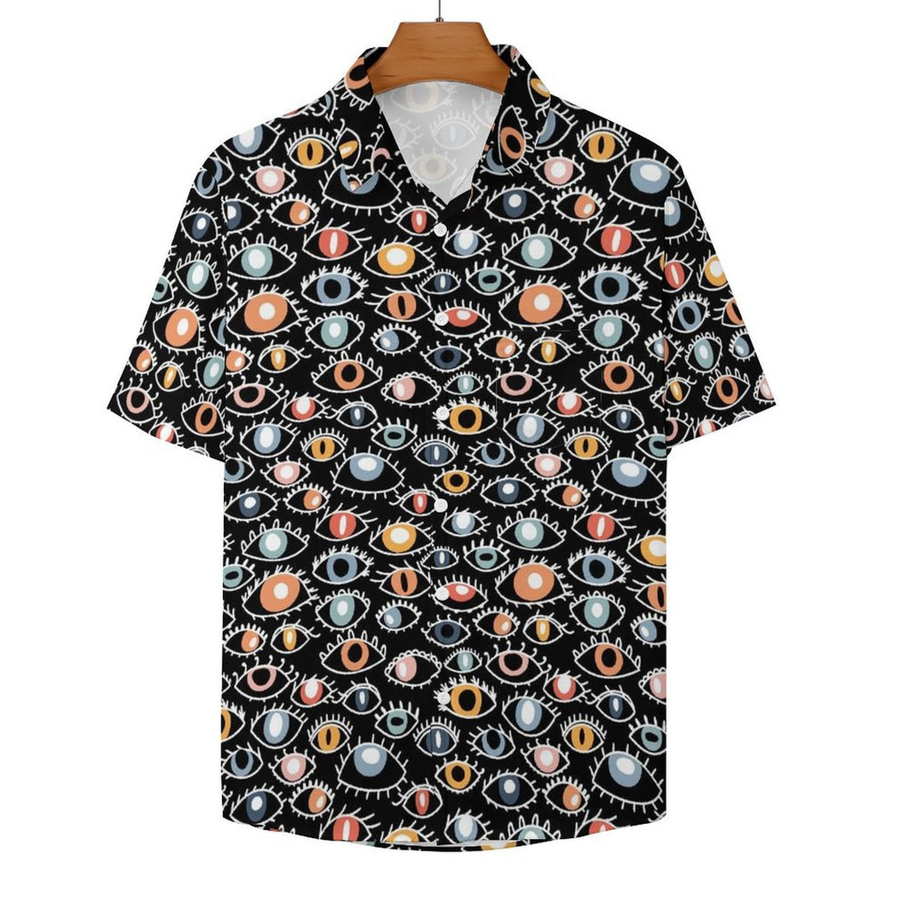 Eyes On Black - Women's Short-Sleeve Button Up Shirt