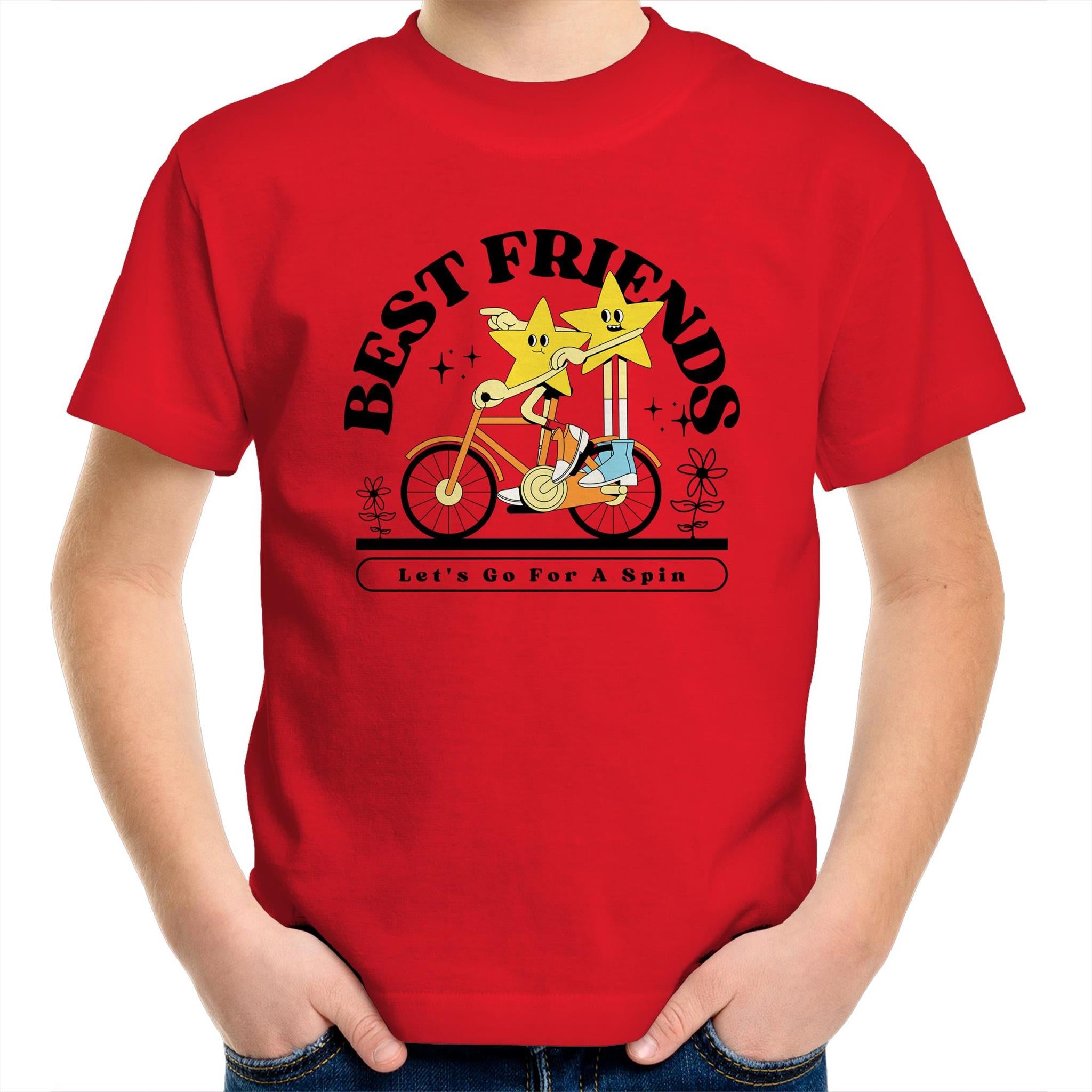 Best Friends - Kids Youth T-Shirt Red Kids Youth T-shirt Printed In Australia