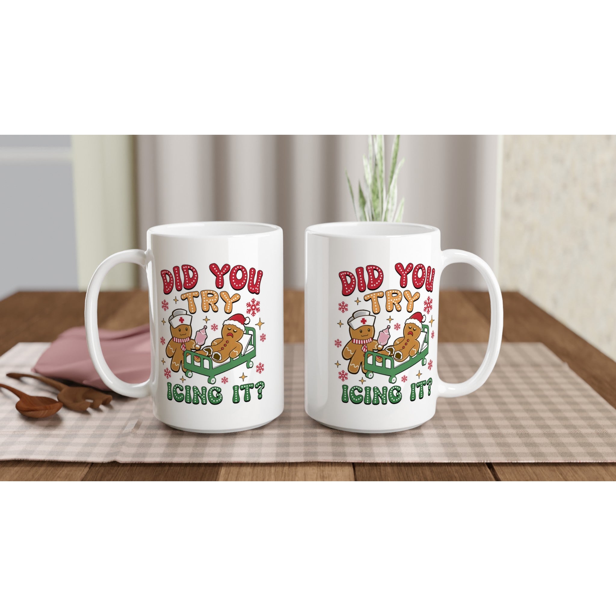 Gingerbread, Did You Try Icing It White 15oz Ceramic Mug Christmas 15oz Mug Christmas Globally Fulfilled