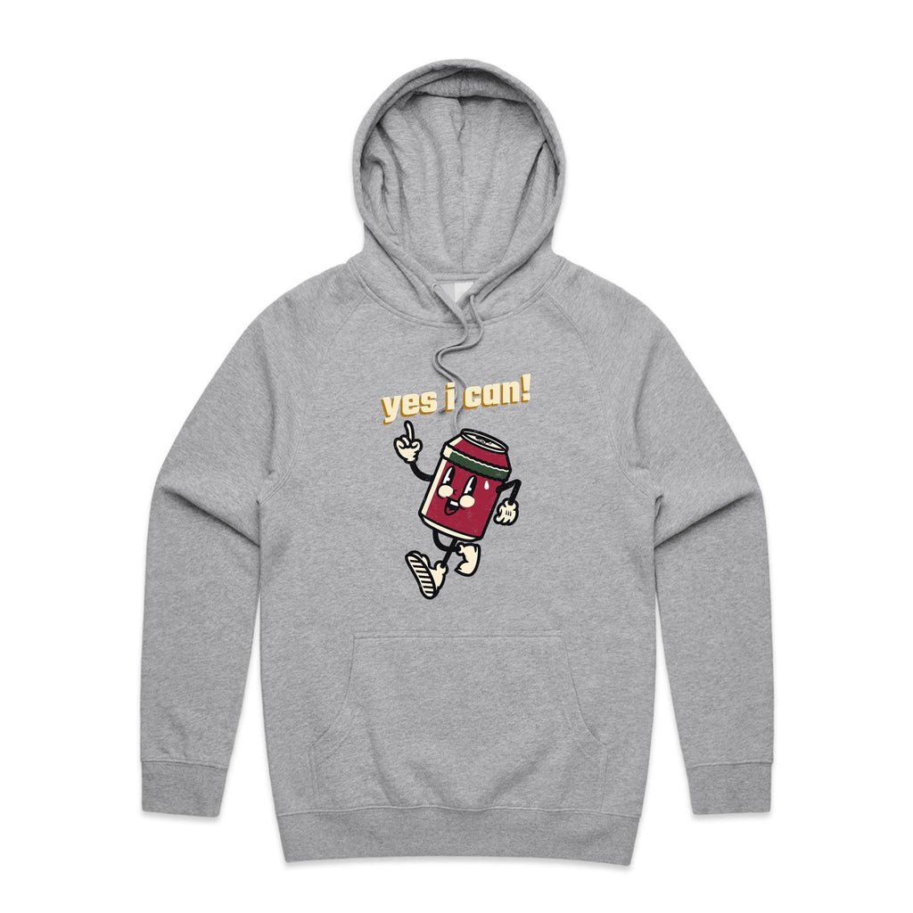 Yes I Can - Mens Hoodie Grey Marle Mens Hoodie Positivity Printed In Australia