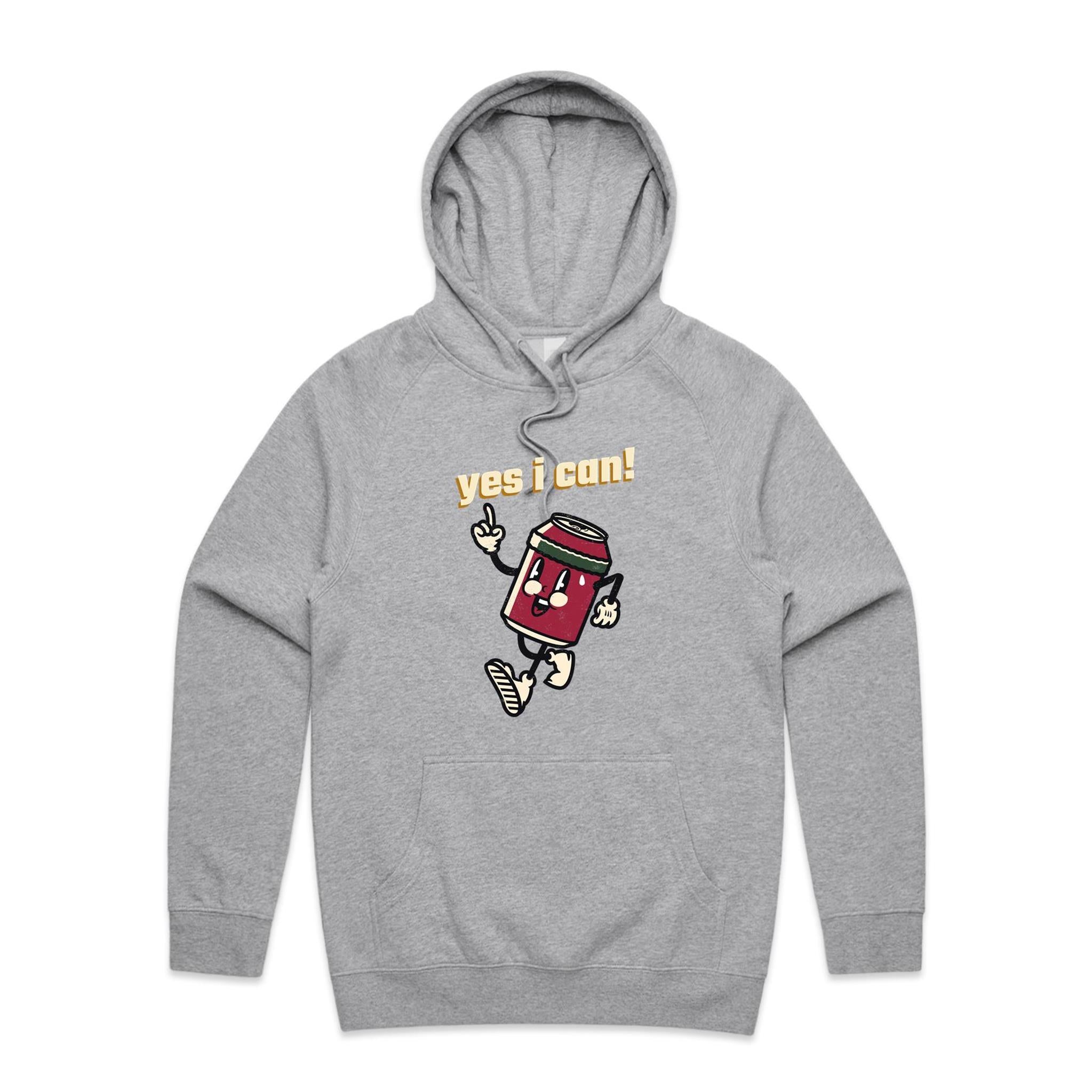 Yes I Can - Mens Hoodie Grey Marle Mens Hoodie Positivity Printed In Australia