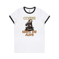 Coffee Keeps Me Alive, Skeleton Women's AS Colour Ringer Tee White Black Womens Ringer T-shirt Coffee Printed In Australia