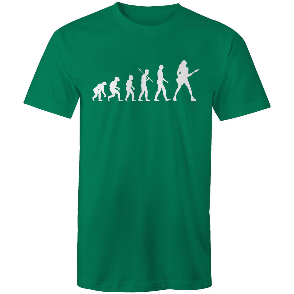 Evolution Of A Guitarist - Mens T-Shirt Kelly Green Mens T-shirt Music Printed In Australia