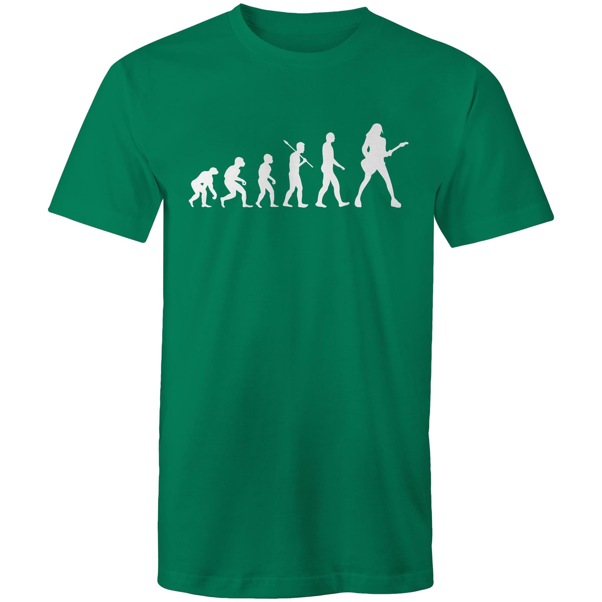 Evolution Of A Guitarist - Mens T-Shirt Kelly Green Mens T-shirt Music Printed In Australia