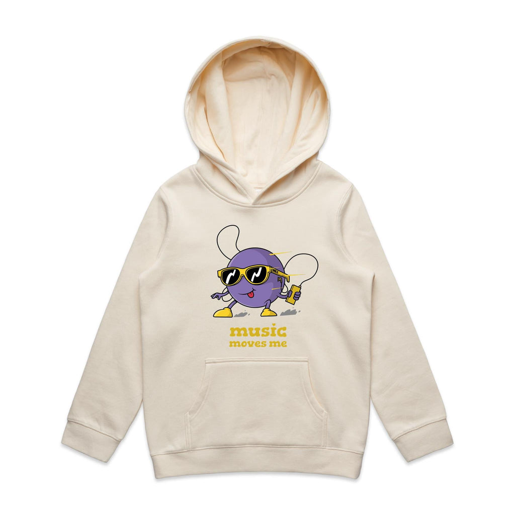 Music Moves Me - Kids Hoodie Ecru Kids Hoodie Printed In Australia