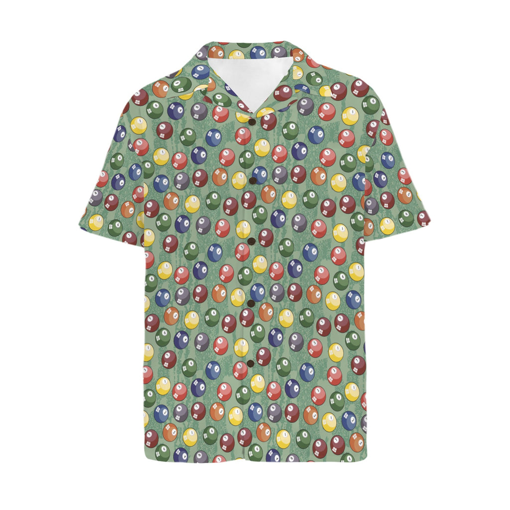Pool Balls Men's Short Sleeve Hawaiian Shirt Men's Hawaiian Shirt (New) Games Printed Offshore