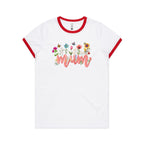 Mum, Flowers And Butterflies - Women's Ringer Tee