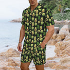 Cute Avocados - Men's Hawaiian Shirt & Shorts Set Men's Hawaiian Shirt & Shorts Set Food Printed Offshore