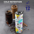 80's Grid - 20oz Tall Skinny Tumbler with Lid and Straw