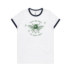 Save The Bees - Women's Ringer Tee White Navy Womens Ringer T-shirt animal Environment Printed In Australia