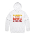 Husband, Dad Barista, Legend Men's AS Colour Hoodie White Mens Hoodie Coffee Dad Printed In Australia