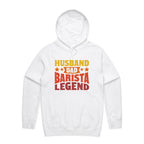 Husband, Dad Barista, Legend Men's AS Colour Hoodie White Mens Hoodie Coffee Dad Printed In Australia