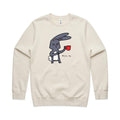 Coffee Rabbit, Wake Up AS Colour Stencil Crew Sweatshirt Unisex Ecru Sweatshirt animal Coffee Printed In Australia