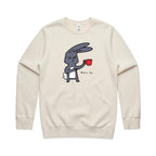 Coffee Rabbit, Wake Up - AS Colour Stencil Crew Sweatshirt Ecru Sweatshirt animal Coffee Printed In Australia
