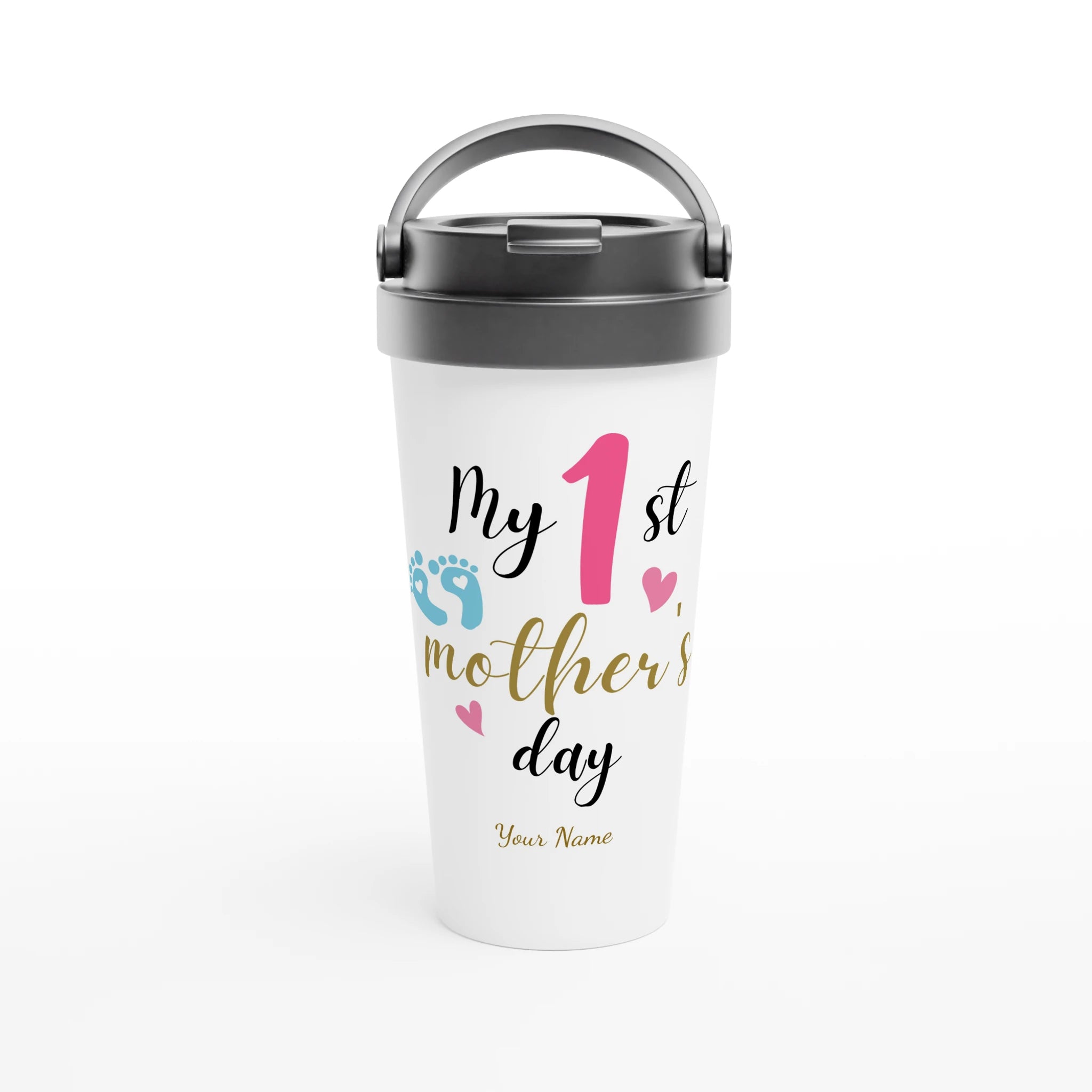 Personalised - My First Mother's Day - White 15oz Stainless Steel Travel Mug Default Title Personalised Travel Mug customise Globally Fulfilled Mum personalise
