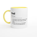 Dad Definition White 11oz Ceramic Mug with Colour Inside Ceramic Yellow Colour 11oz Mug Dad Globally Fulfilled