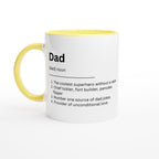 Dad Definition - White 11oz Ceramic Mug with Colour Inside Ceramic Yellow Colour 11oz Mug Dad Globally Fulfilled