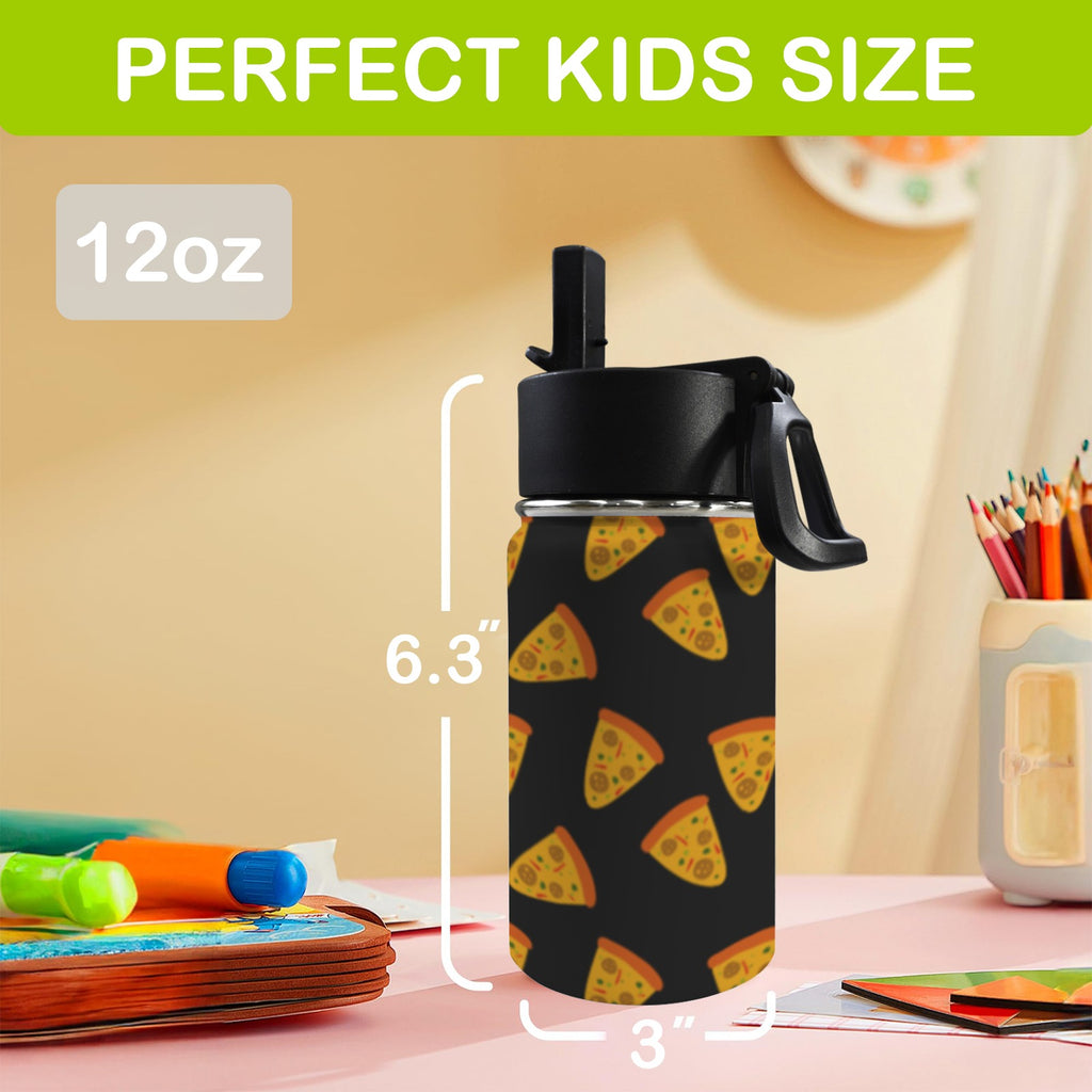 Pizzas 12oz Kids Water Bottle with Straw Lid