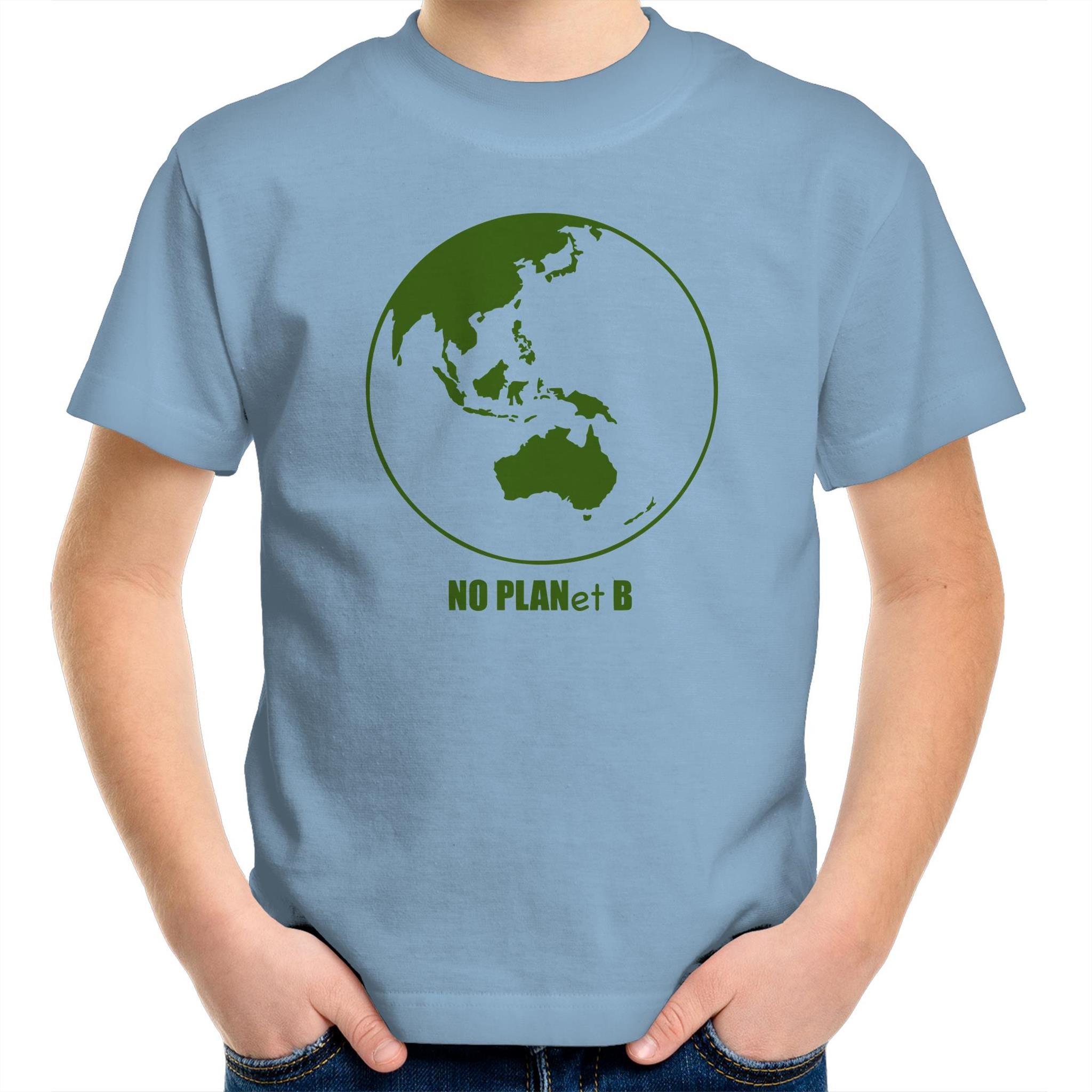 No Planet B, Earth - Kids Youth T-Shirt Carolina Blue Kids Youth T-shirt Environment Printed In Australia