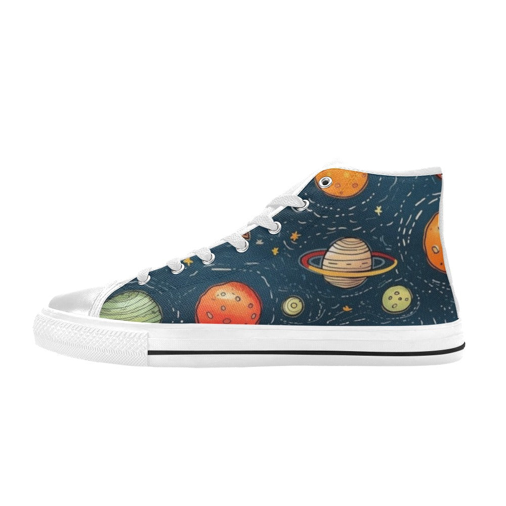 Galaxy - Kids High Top Canvas Shoes