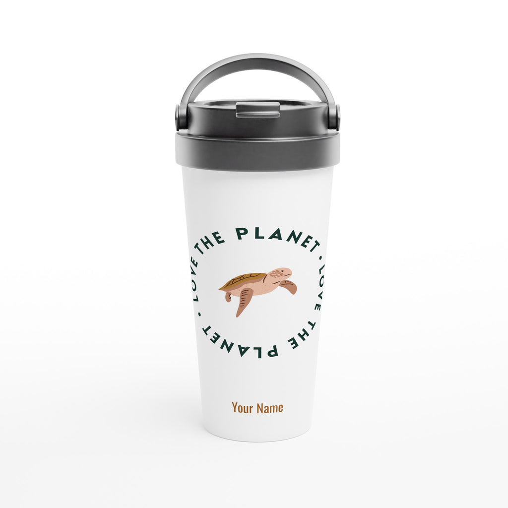 Personalised - Love The Planet - White 15oz Stainless Steel Travel Mug Default Title Personalised Travel Mug Globally Fulfilled