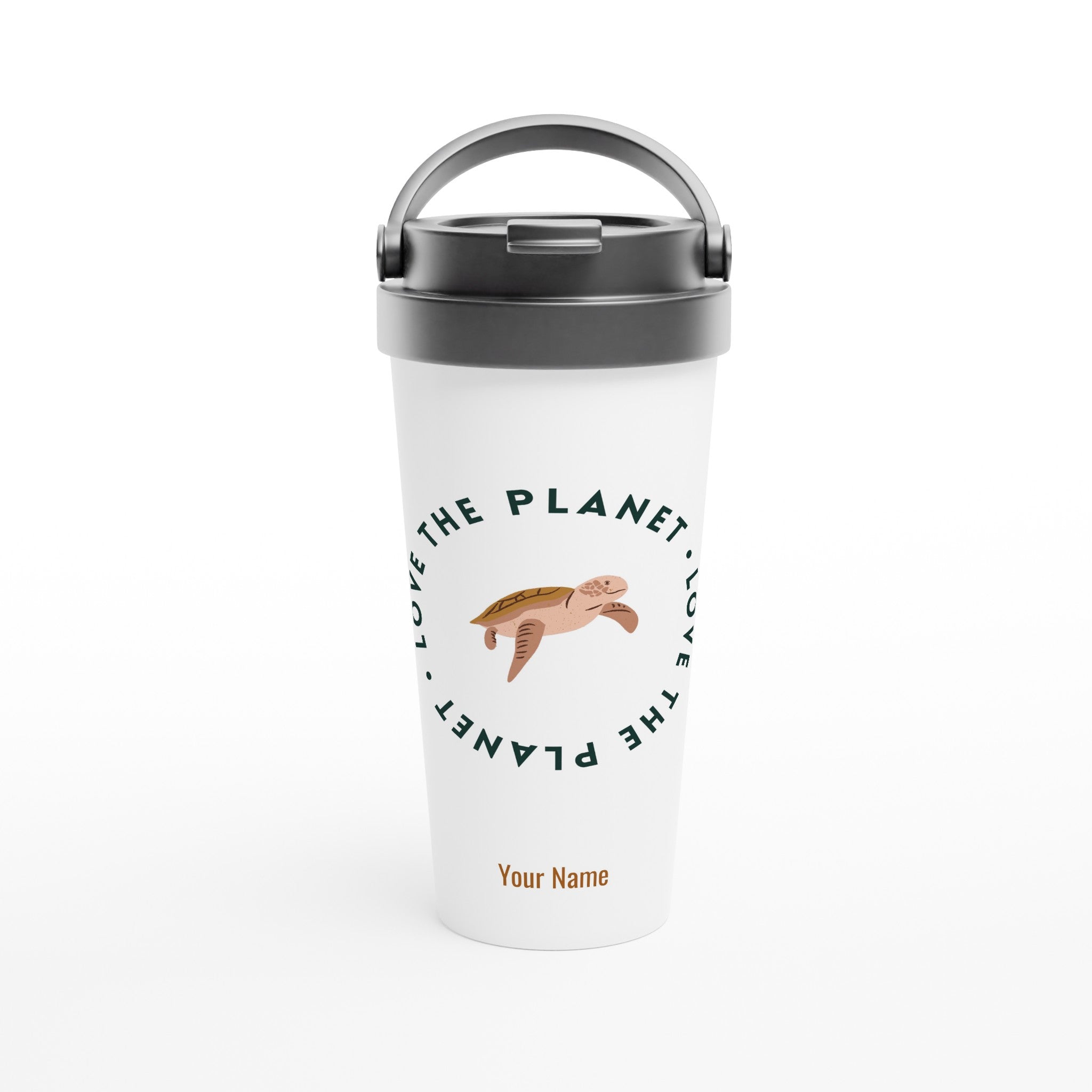 Personalised - Love The Planet - White 15oz Stainless Steel Travel Mug Default Title Personalised Travel Mug Globally Fulfilled