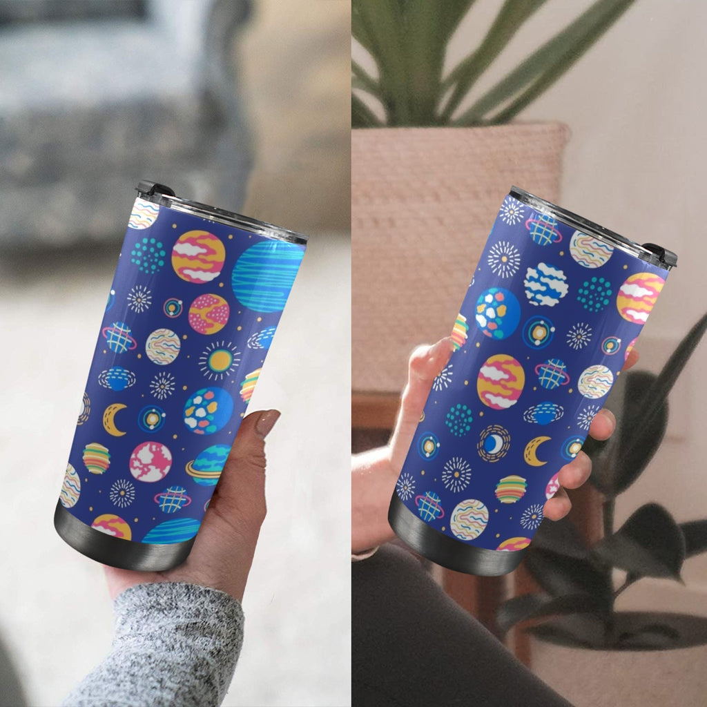 Planets On Blue 20oz Mobile Tumbler with Lid (Black Lock) 20oz Travel Mug Printed Offshore Space