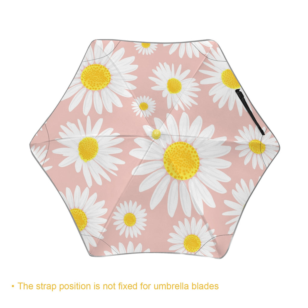 Daisies On Pink Kids Safe Round Corner Umbrella Kids Safe Round Corner Umbrella Plants Printed Offshore