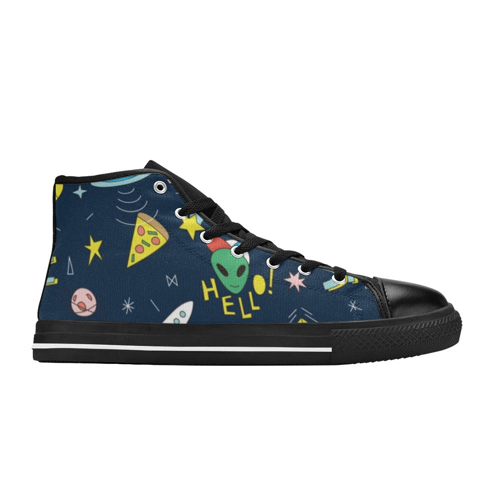 Hello Alien - Women's High Top Canvas Shoes