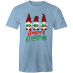Christmas Gnomes Seasons Greetings - Mens T-Shirt Carolina Blue Mens Christmas T-shirt Christmas Printed In Australia