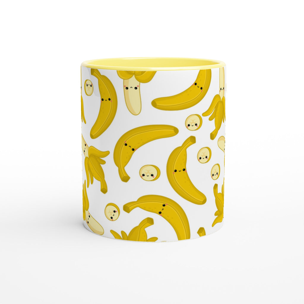 Happy Bananas - White 11oz Ceramic Mug with Colour Inside Colour 11oz Mug food Globally Fulfilled