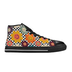 Happy Retro Flowers - Men's High Top Canvas Shoes