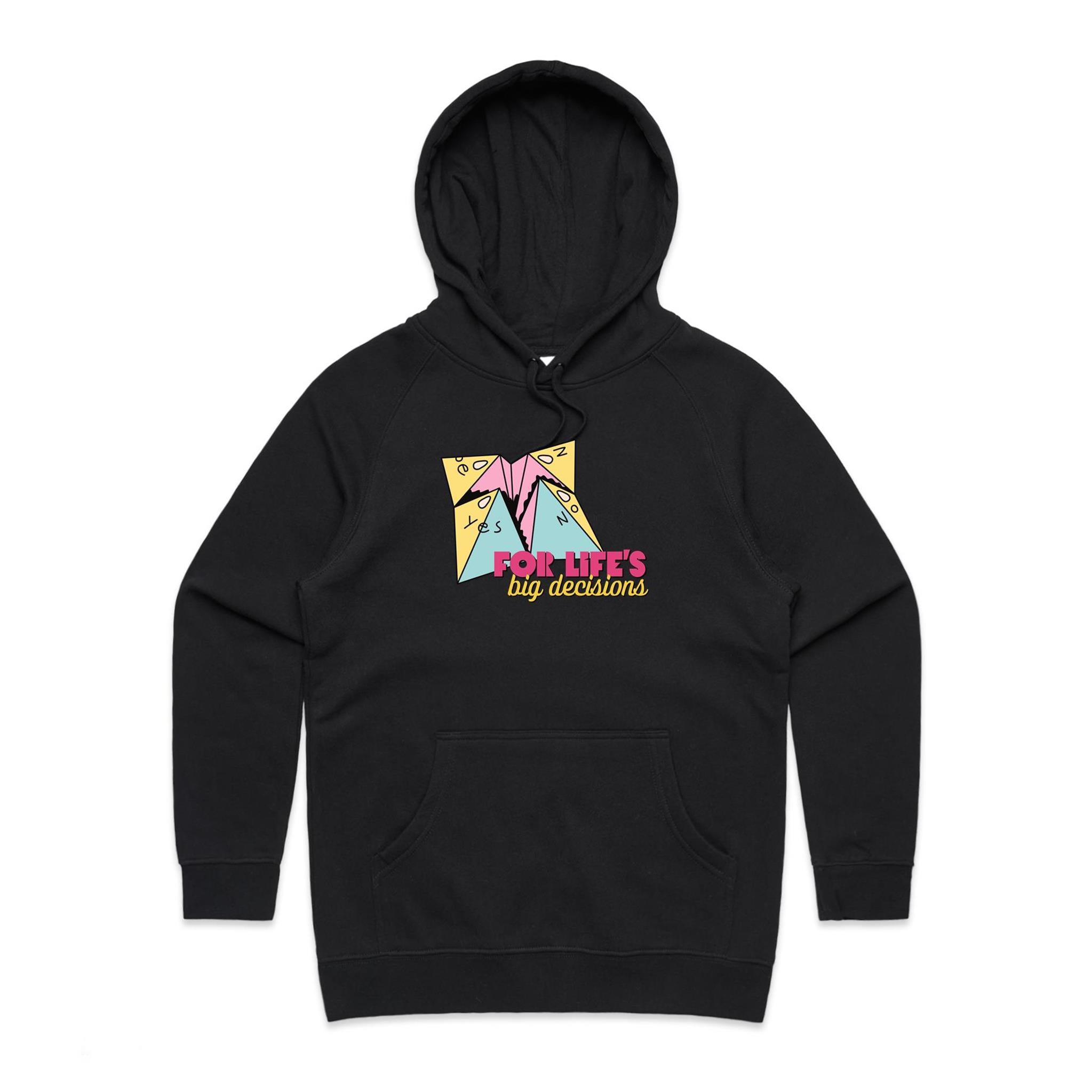For Life's Big Decisions - Womens Hoodie Black Womens Hoodie Games Printed In Australia