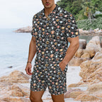Eyes On Black Men's Hawaiian Shirt & Shorts Set Men's Hawaiian Shirt & Shorts Set Printed Offshore