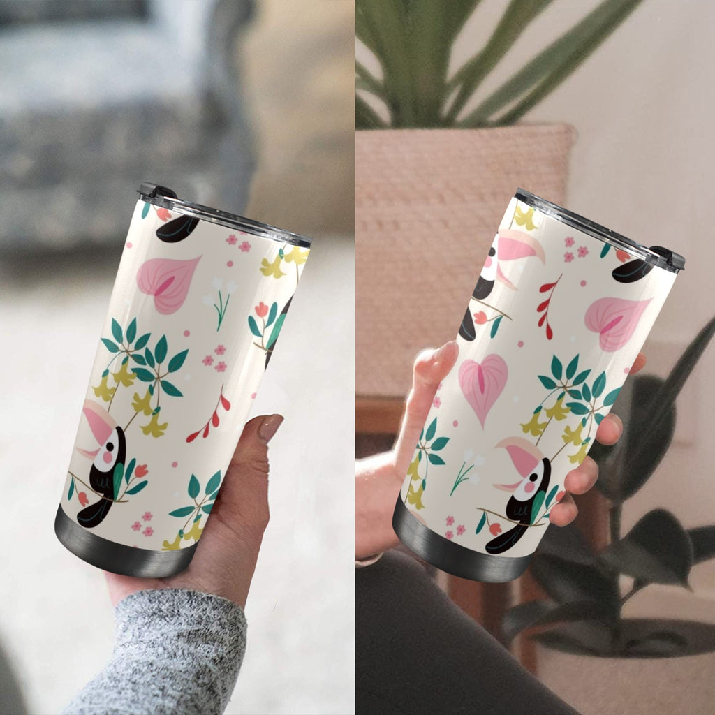 Toucans In Pink - 20oz Mobile Tumbler with Lid (Black Lock)