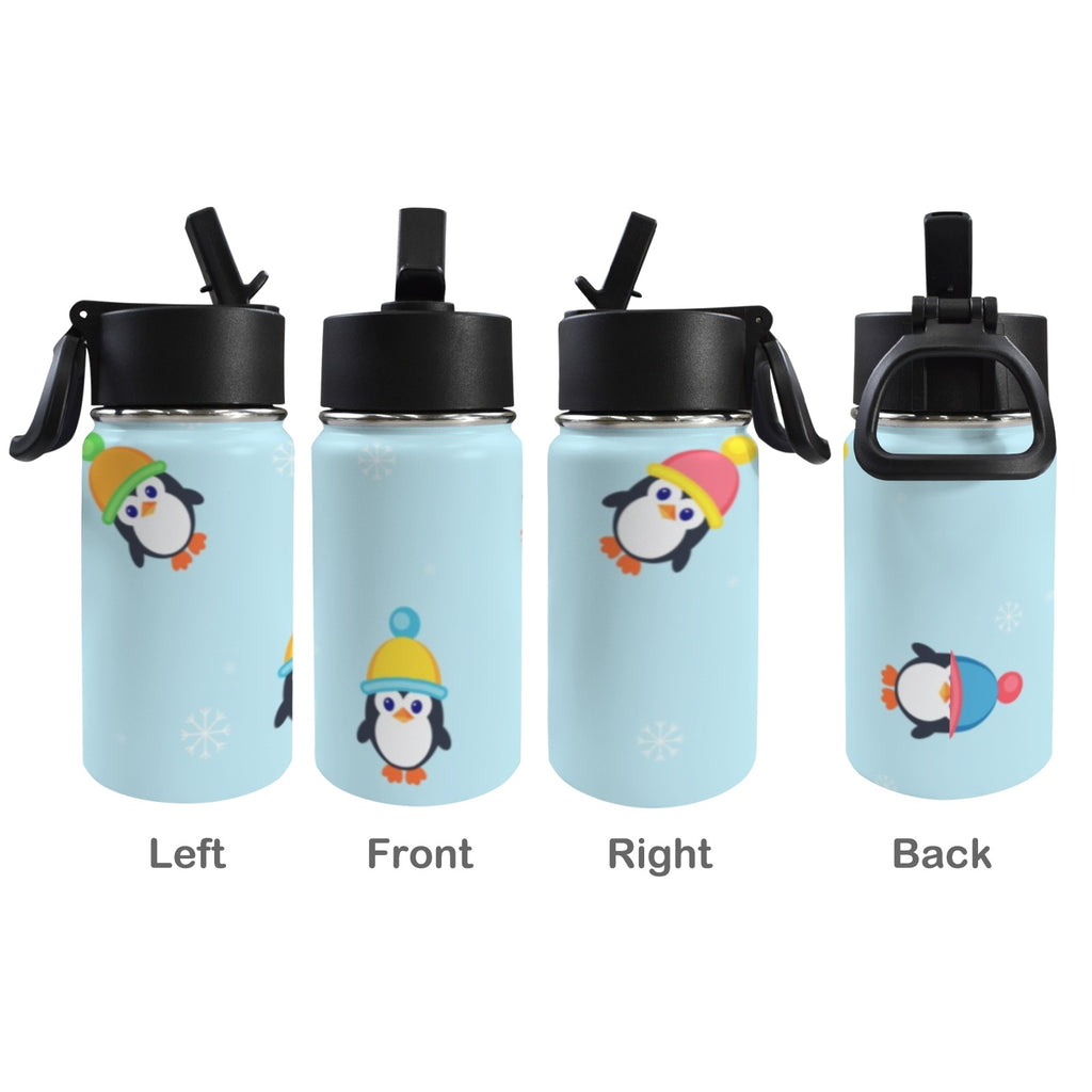 Winter Penguins 12oz Kids Water Bottle with Straw Lid