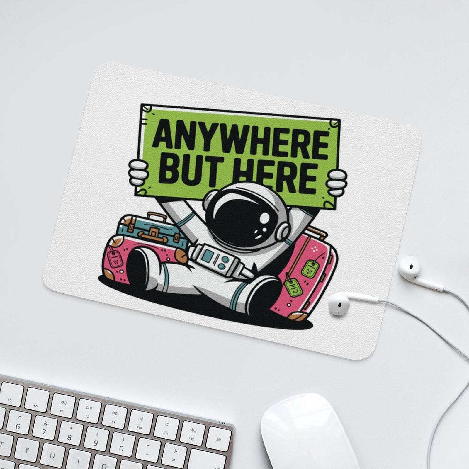 Astronaut, Anywhere But Here Leather Mouse Pad Leather Mouse Pad Printed Offshore Space