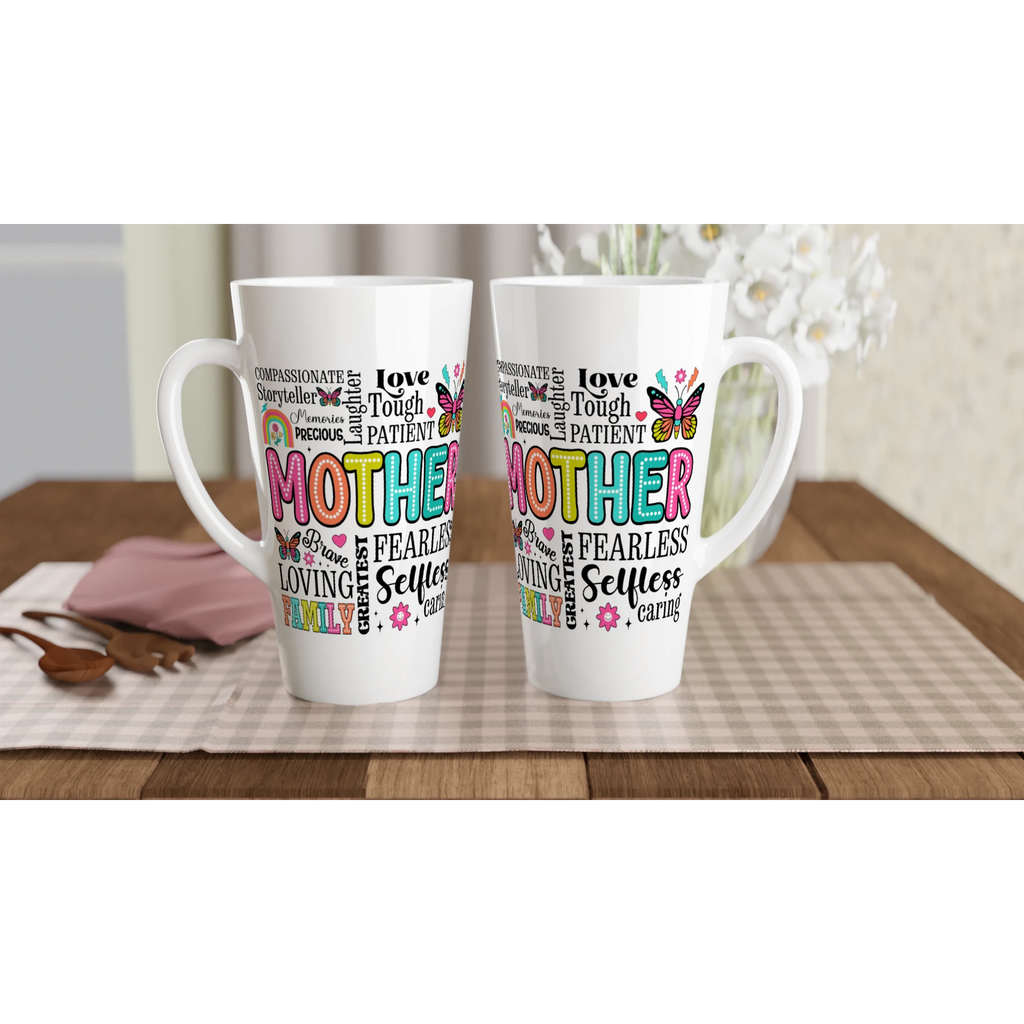 Mother Word Cloud - White Latte 17oz Ceramic Mug Latte Mug Globally Fulfilled Mum